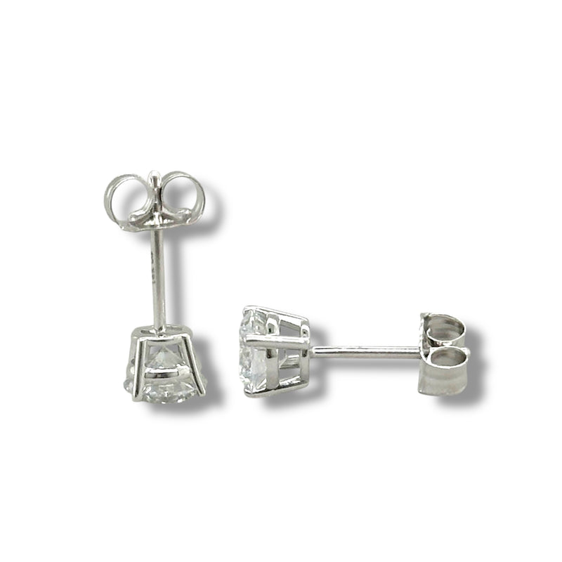 14K W Gold 1.00ctw F/VS1 Lab-Created Diamond Basket Set Earrings