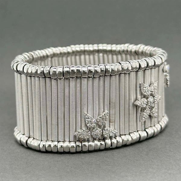 Estate 18K W Gold & Steel 0.42ctw Diamond Bracelet