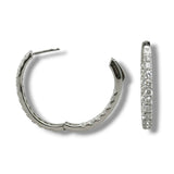 14K W Gold 1.54ctw G/I1 25mm Oval In/Out Diamond Hoop Earrings