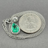 Estate 14K W Gold 1.87ct Emerald & 0.46ctw Diamond Pendant
