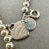 Estate Tiffany & Co. SS Blue Heart Tag Beaded Bracelet