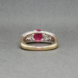 Estate 18K Y Gold 1.61ct Lab-Created Ruby & 0.23ctw Diamond Ring