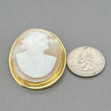 Estate 18K Y Gold Shell Cameo Pin