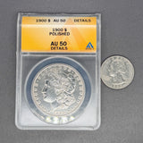 Estate 0.9 Silver 1900 US Morgan Dollar ANACS AU 50 Details Polished