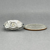 Estate Art Deco 18K W Gold 0.39ctw Diamond & 0.16ctw Sapphire Ring