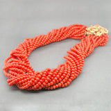 Estate 14K Y Gold 15 Strand Coral Bead Necklace