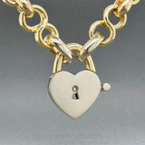 Estate 18K Y Gold 0.07ct Diamond Heart Lock Necklace
