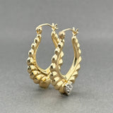 Estate 14K TT Gold 0.02ctw Diamond Heart Hoop Earrings