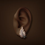 Estate 18K TT Gold 0.84ctw Diamond Leaf Earrings