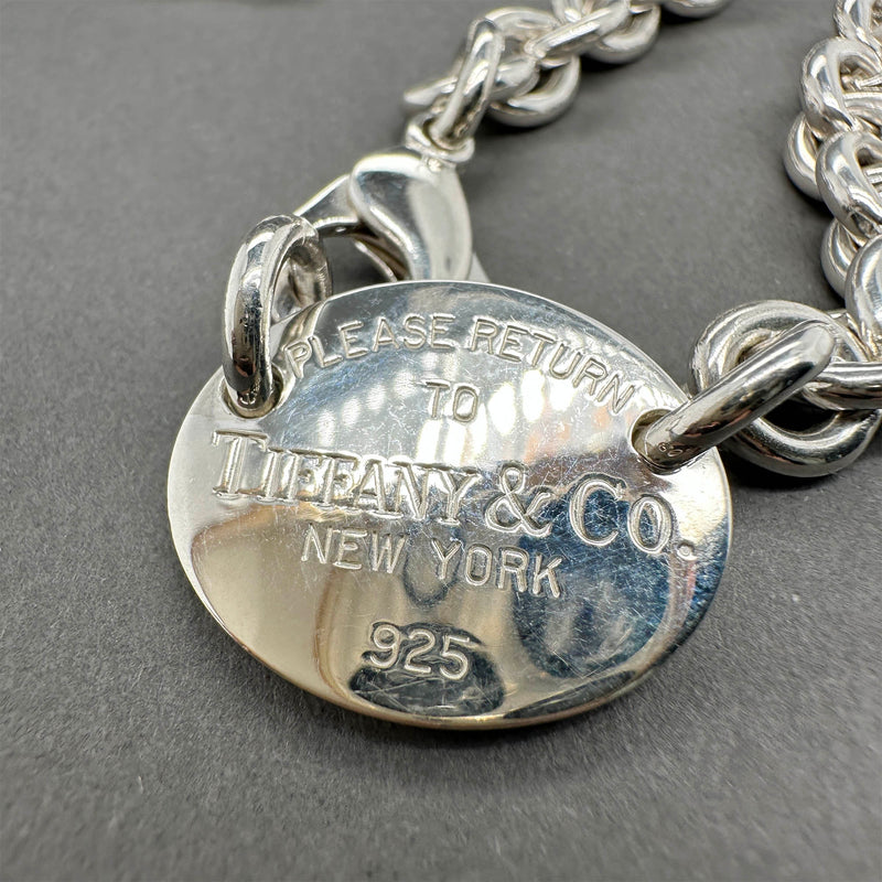 Estate Tiffany & Co. SS Oval Please Return To Necklace
