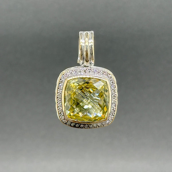 Estate David Yurman SS 9.82ct Prasiolite & 0.27ctw H/VS2-SI1 Diamond Albion Pendant