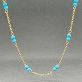Estate 18K Y Gold Turquoise Beaded Station Necklace