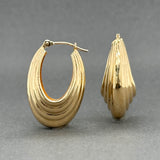 Estate 14K Y Gold Scalloped Oval Hoop Earrings