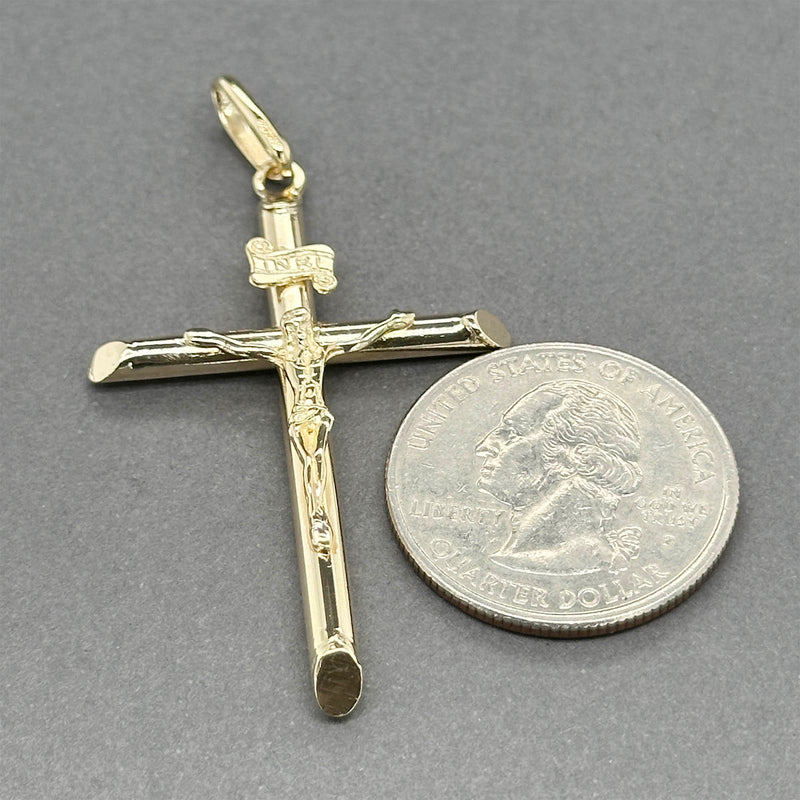 Estate 14K Y Gold 47.68mm INRI Crucifix Pendant