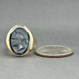 Estate 12K Y Gold 4.30ct Hematite Intaglio Ring