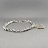 Estate 14K W Gold 6.6mm Double Charm Bracelet
