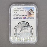Estate 0.999 Fine Silver 2019 Australian Dolphin $1 NGC MS 69