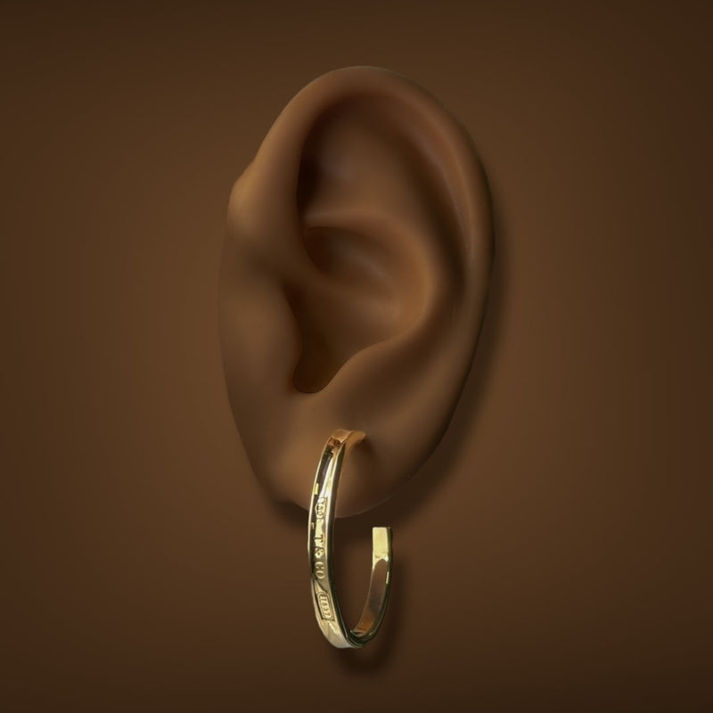 Estate Tiffany & Co. 18K Y Gold 1837 Hoop Earrings