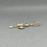 Estate 14K Y Gold Enamel 0.05ct Garnet Cross Pendant