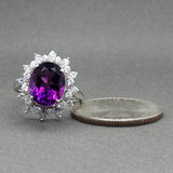 Estate 14K W Gold 3.36ct Lab-Created Amethyst & 0.48ctw Diamond Ring