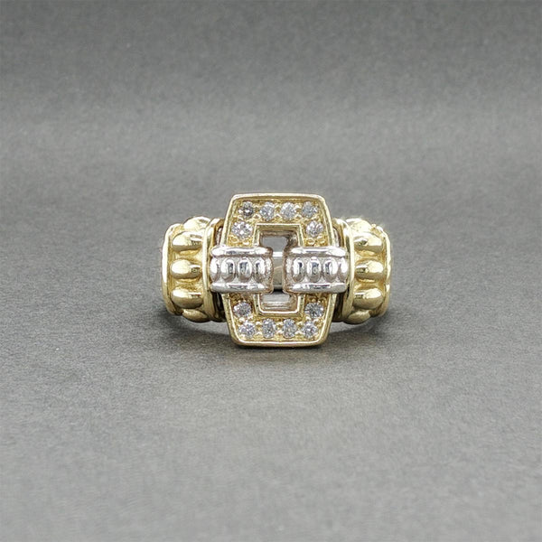 Estate Lagos SS 18 Caviar Lux 0.13ctw Diamond Buckle Ring