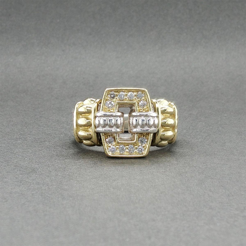 Estate Lagos SS 18 Caviar Lux 0.13ctw Diamond Buckle Ring