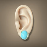 Estate 18K Y Gold Turquoise Feather Earrings