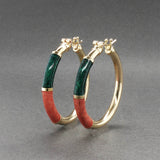 Estate 18K Y Gold Enamel Hoop Earrings