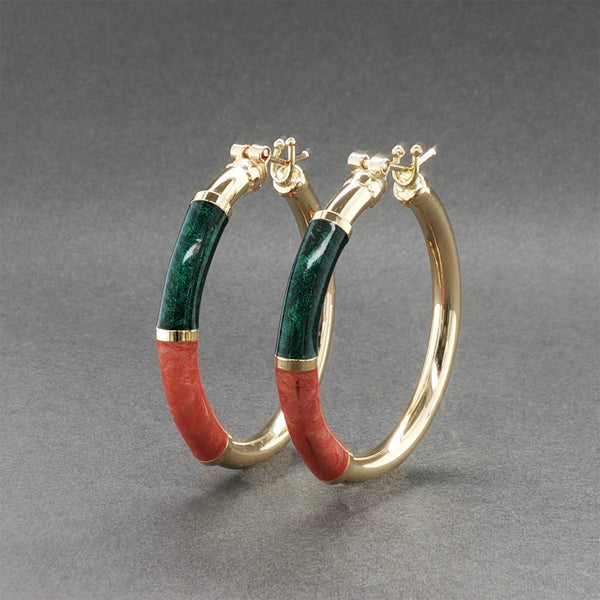 Estate 18K Y Gold Enamel Hoop Earrings