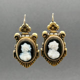 Estate Victorian 14K Y Gold Cameo 11.20ctw Onyx Dangle Earrings