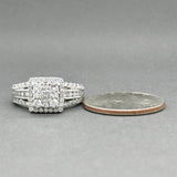 Estate 14K W Gold 1.28ctw Diamond Cluster Eng. Ring