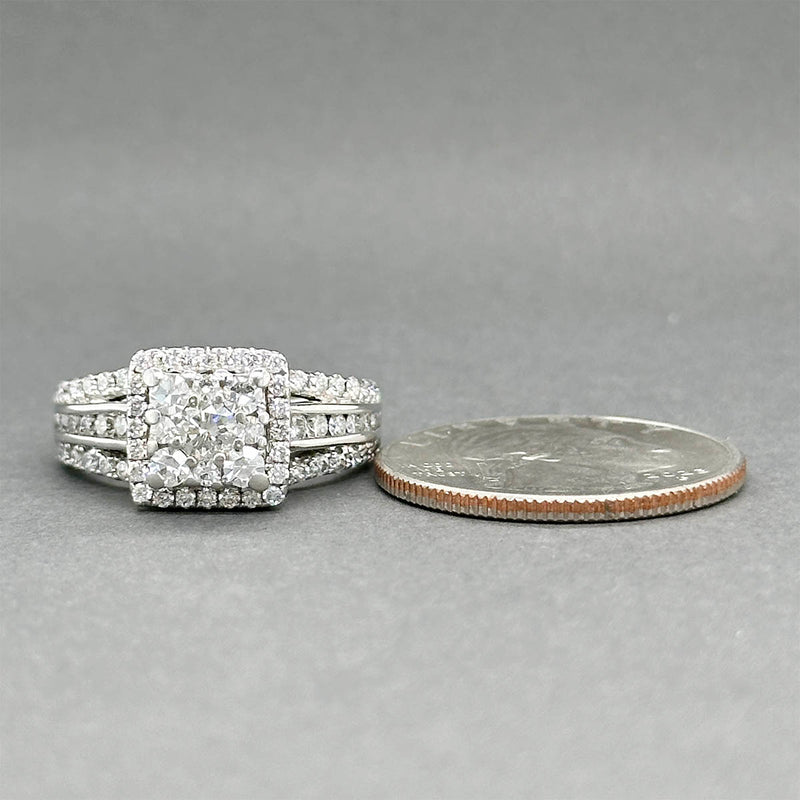 Estate 14K W Gold 1.28ctw Diamond Cluster Eng. Ring