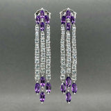 Estate 14K W Gold 6.06ctw Amethyst & Beryl Dangle Earrings