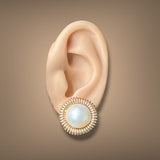 Estate 14K Y Gold Mabe Pearl Button Earrings