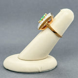 Estate 14K Y Gold 0.54ct Jadeite & Enamel Cocktail Ring