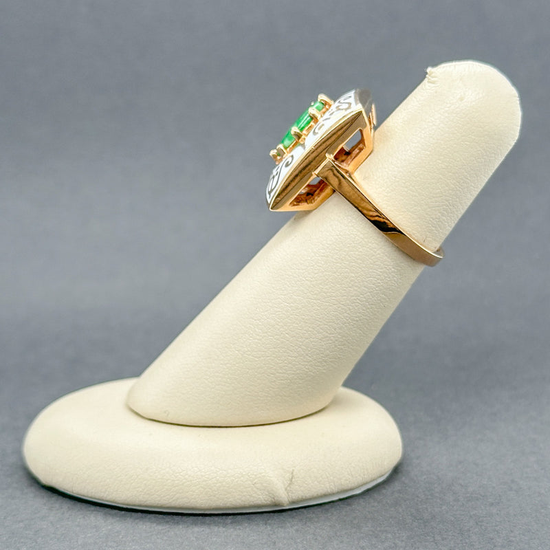 Estate 14K Y Gold 0.54ct Jadeite & Enamel Cocktail Ring