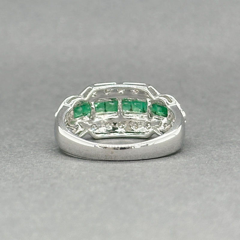 Estate 14K W Gold 0.40ctw Emerald & 0.07ctw Diamond Ring