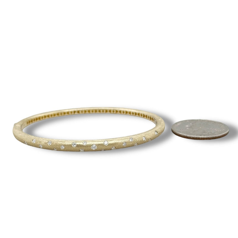14K Y Gold 0.32ctw  F/SI1 Brushed Finish Diamond Bangle