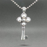 Estate Lagos SS Caviar Pearl Key Pendant