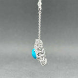 Estate 14K W Gold 1.27ct Turquoise & 0.87ctw Diamond Evil Eye Pendant