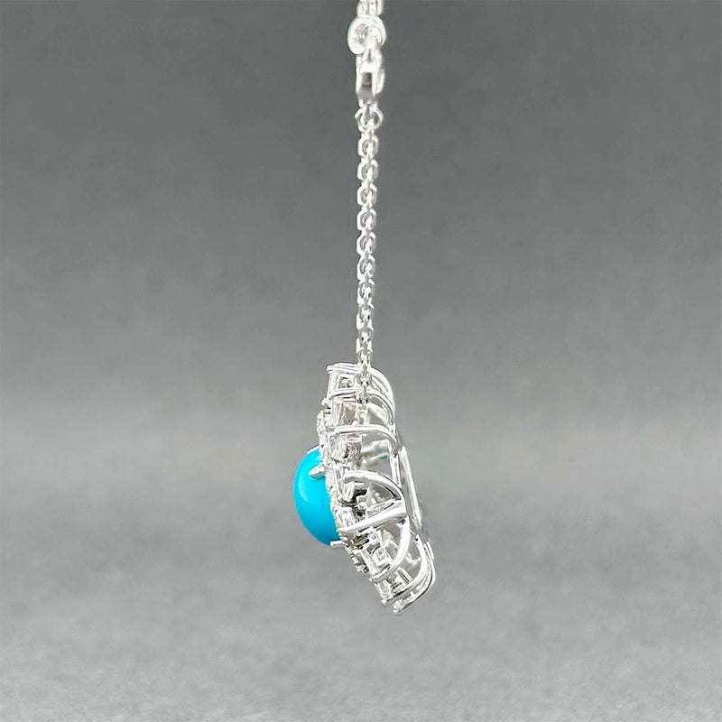 Estate 14K W Gold 1.27ct Turquoise & 0.87ctw Diamond Evil Eye Pendant