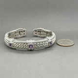Estate Judith Ripka SS Amethyst Cuff Bracelet