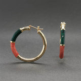 Estate 18K Y Gold Enamel Hoop Earrings