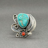 Estate SS Turquoise & Coral Ring
