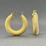 Estate 18K Y Gold 27mm Ribbed Hoop Earrings