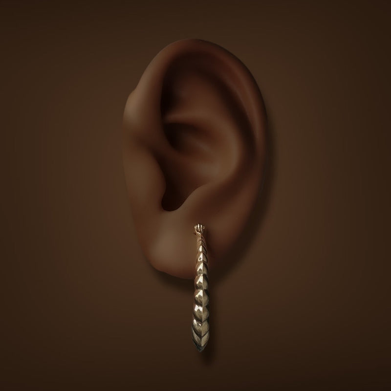 Estate 14K Y Gold Ribbed Hoop Earrings