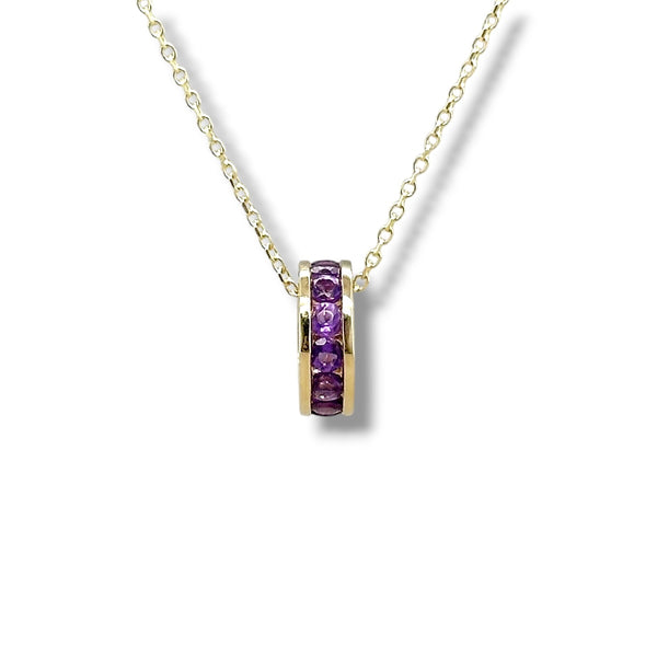 14K Y Gold 0.39ctw Amethyst Rondell Pendant