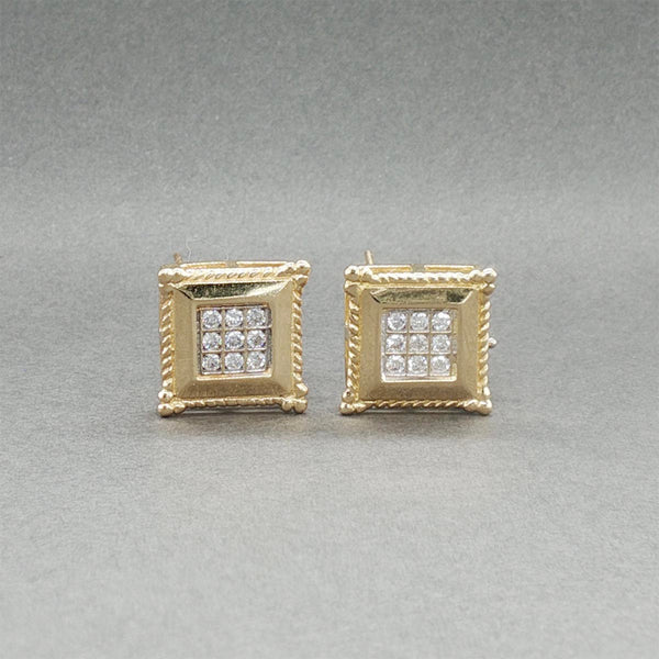 Estate 14K Y Gold 0.28ctw Diamond Square Earrings