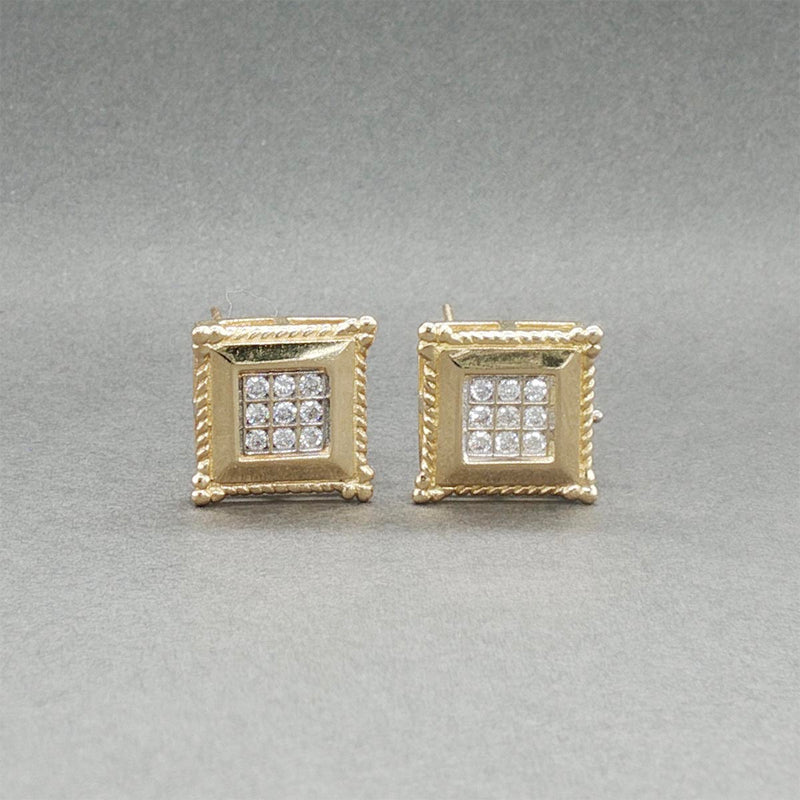 Estate 14K Y Gold 0.28ctw Diamond Square Earrings