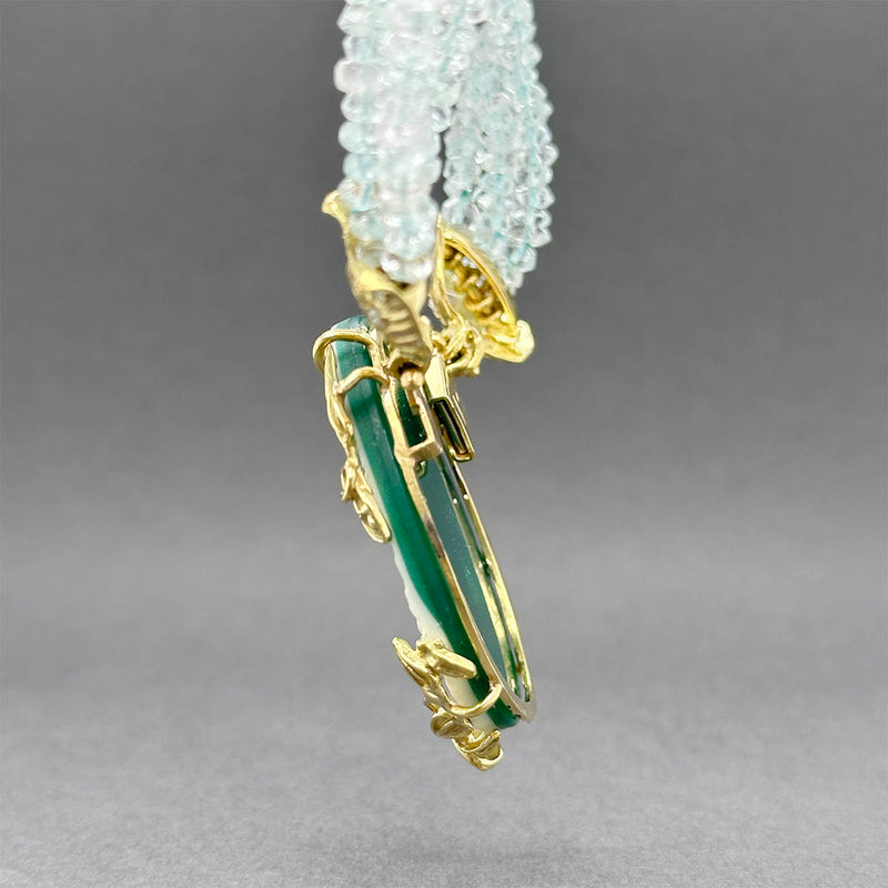 Estate 18K Y Gold 172.30ctw Agate & Aquamarine & 0.33ctw Diamond Necklace